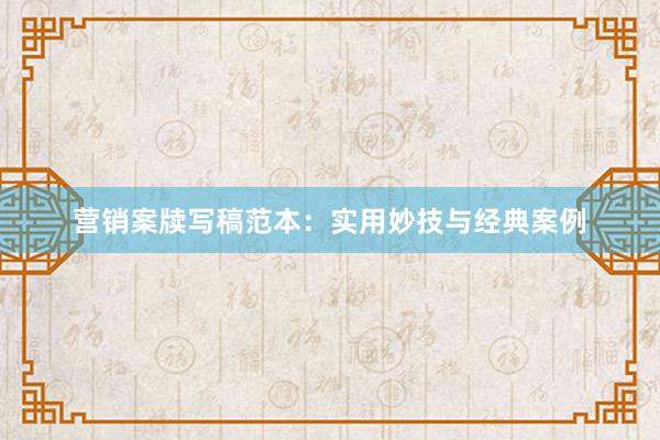 营销案牍写稿范本：实用妙技与经典案例
